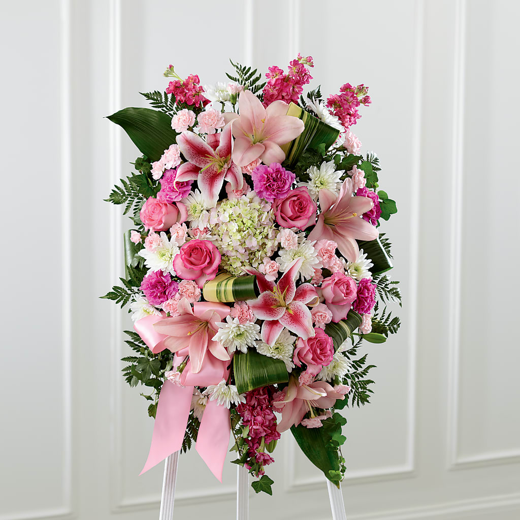 Comforting Standing Spray – QUASTHOFF'S FLOWERS, River Grove IL