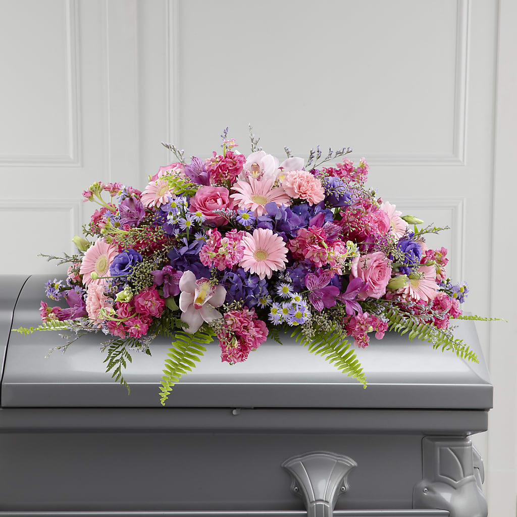 Glorious Garden Casket Spray – QUASTHOFF'S FLOWERS, River Grove IL