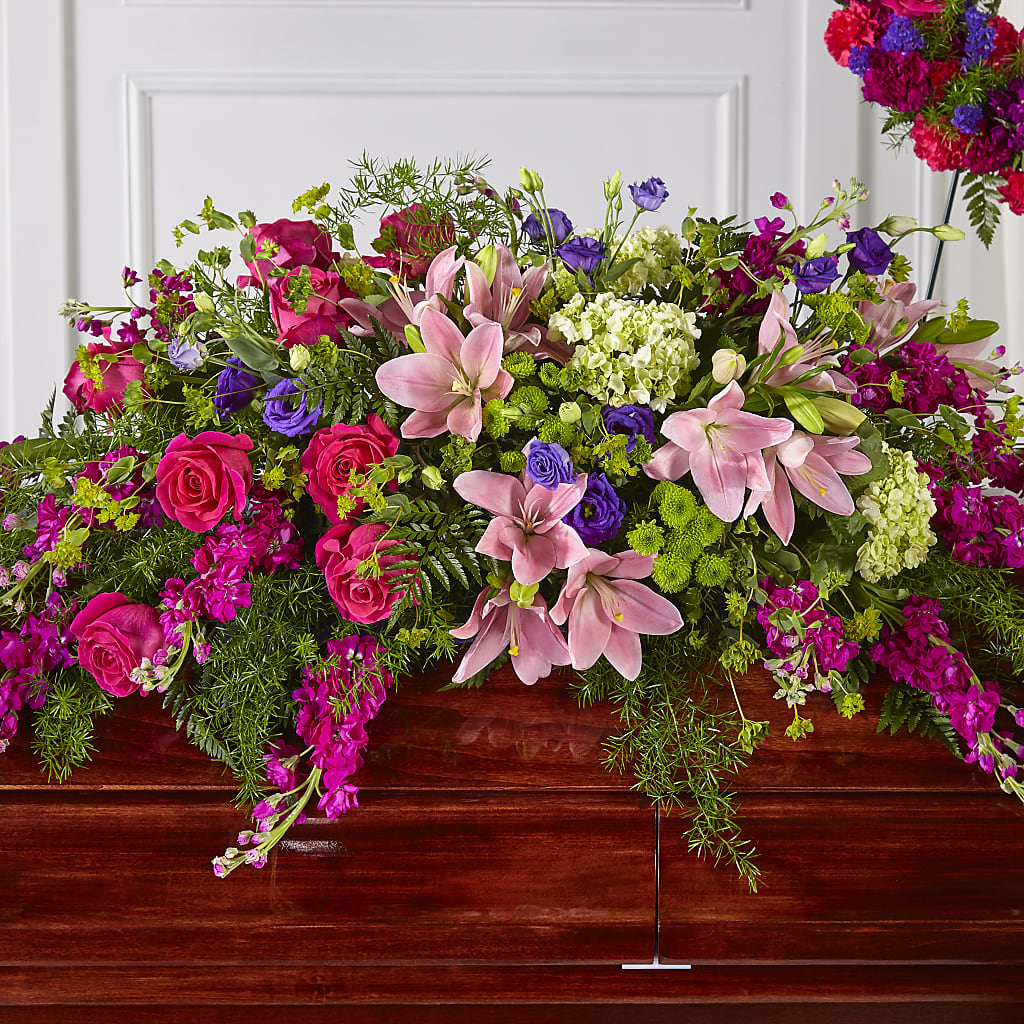 Radiant Tribute Casket Spray – QUASTHOFF'S FLOWERS, River Grove IL