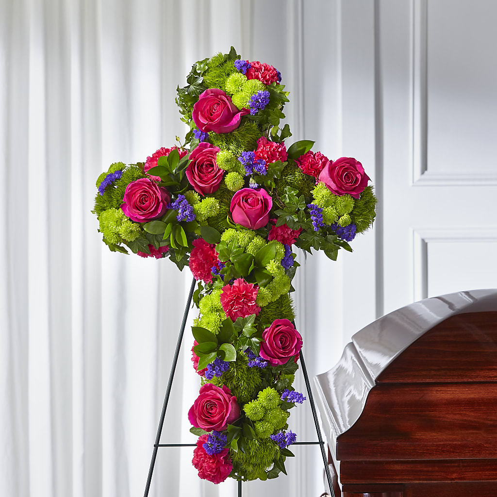 Tribute Rose Floral Cross – QUASTHOFF'S FLOWERS, River Grove IL