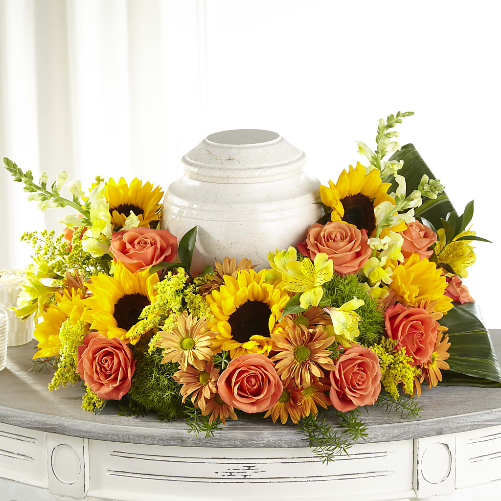 Faithful Sunflower Cremation Adornment – QUASTHOFF'S FLOWERS, River Grove IL