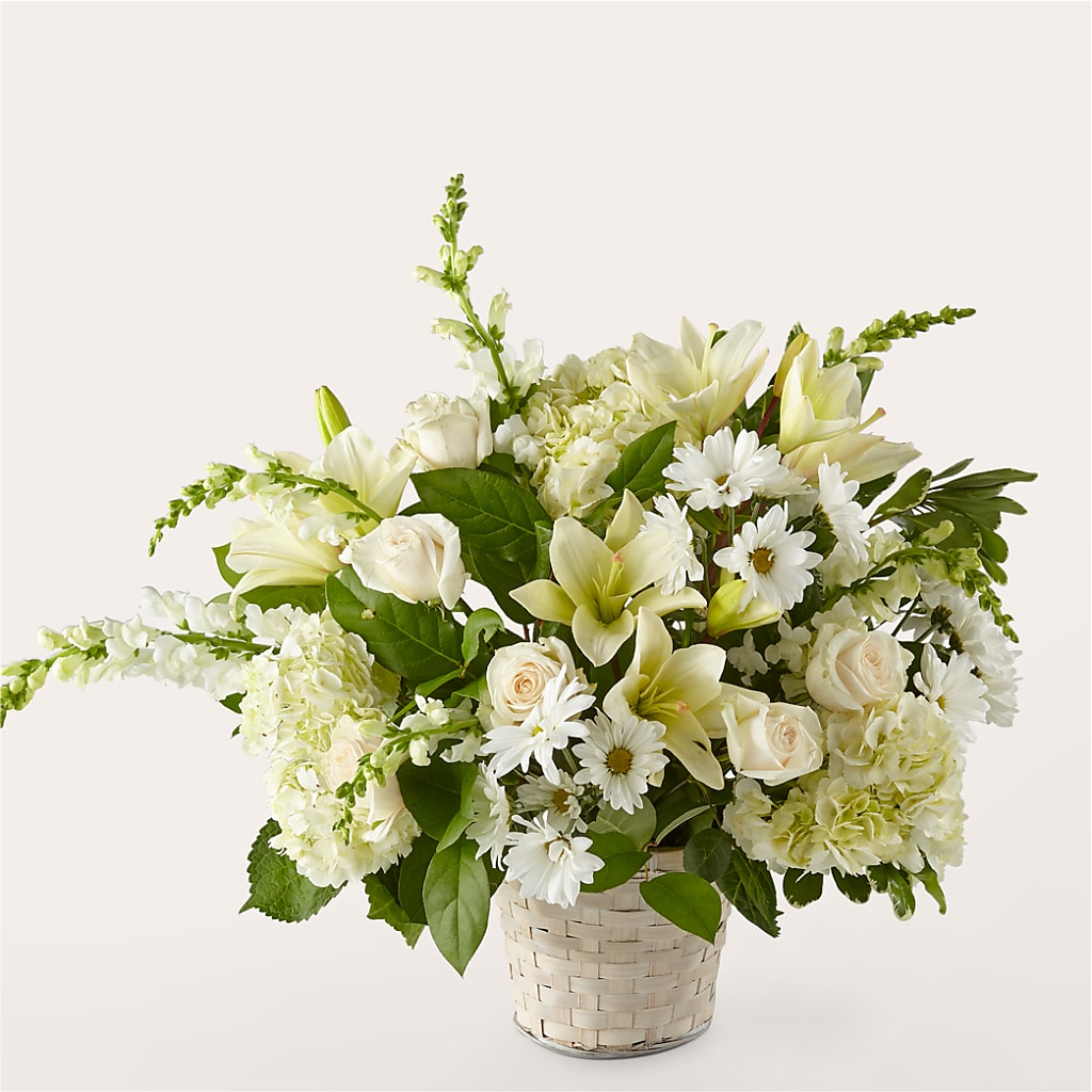 Ivory Elegance Floral Basket – QUASTHOFF'S FLOWERS, River Grove IL