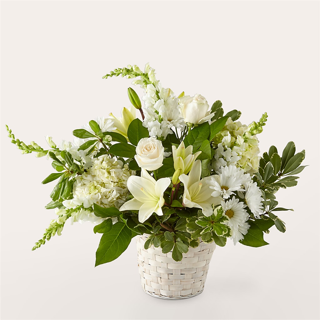 Ivory Elegance Floral Basket – QUASTHOFF'S FLOWERS, River Grove IL