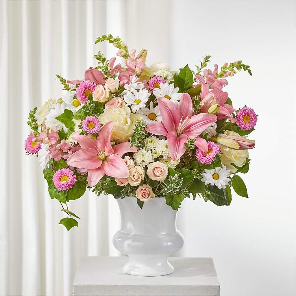 Empathetic Blooms Urn Arrangement – QUASTHOFF'S FLOWERS, River Grove IL