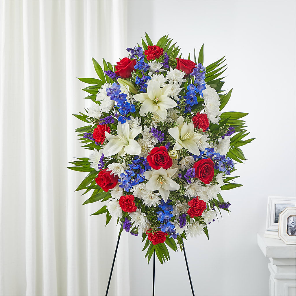 Cherished Service Standing Spray – QUASTHOFF'S FLOWERS, River Grove IL
