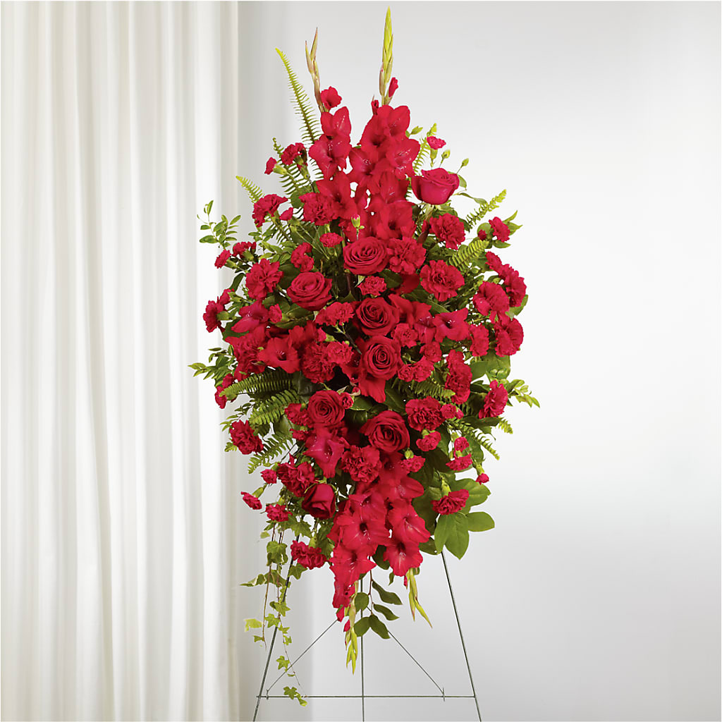 From the Heart Standing Spray – QUASTHOFF'S FLOWERS, River Grove IL