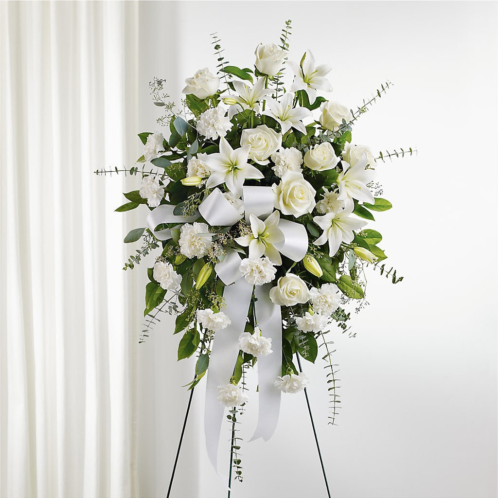 With Care Standing Spray – QUASTHOFF'S FLOWERS, River Grove IL