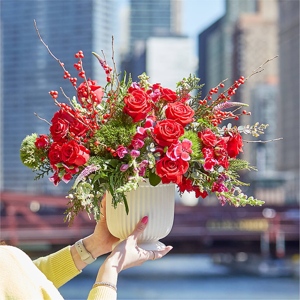 Big Red Bow Bouquet – QUASTHOFF'S FLOWERS, River Grove IL