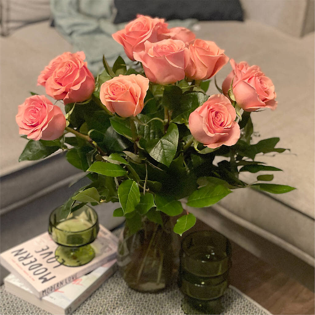 Long Stem Pink Rose Bouquet – QUASTHOFF'S FLOWERS, River Grove IL