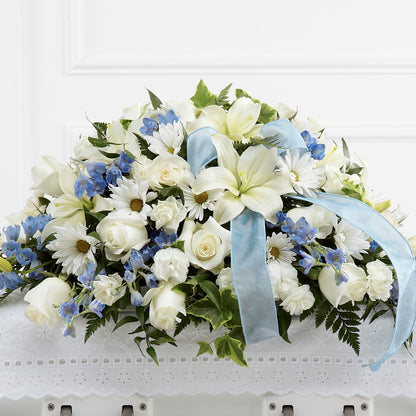 Tender Treasure Casket Spray – QUASTHOFF'S FLOWERS, River Grove IL