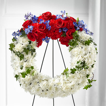 Patriotic Passion Wreath – QUASTHOFF'S FLOWERS, River Grove IL