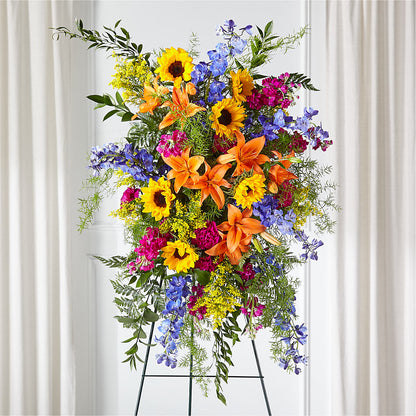 Sunlit Memories Standing Spray (Standard) – QUASTHOFF'S FLOWERS, River Grove IL