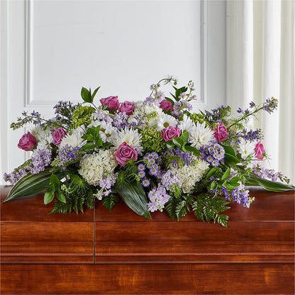 Meadows of Serenity Casket Spray – QUASTHOFF'S FLOWERS, River Grove IL