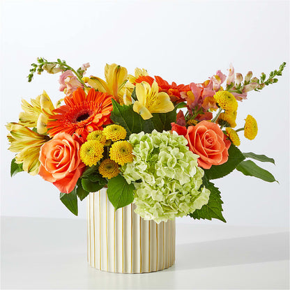 Autumn Sunshine Bouquet with Ivory Vase – QUASTHOFF'S FLOWERS, River Grove IL