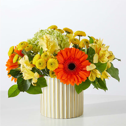 Autumn Sunshine Bouquet with Ivory Vase – QUASTHOFF'S FLOWERS, River Grove IL