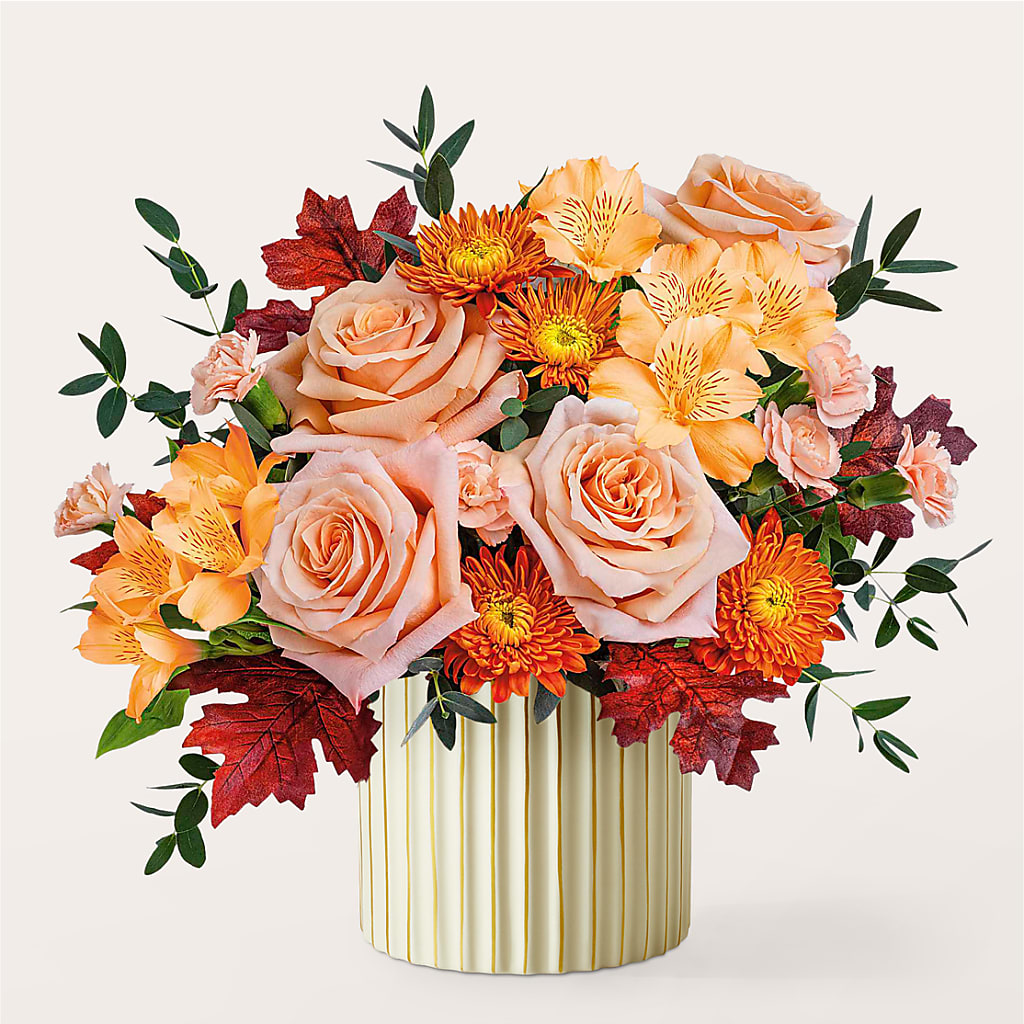 Spiced Latte Bouquet with Ivory Vase – QUASTHOFF'S FLOWERS, River Grove IL