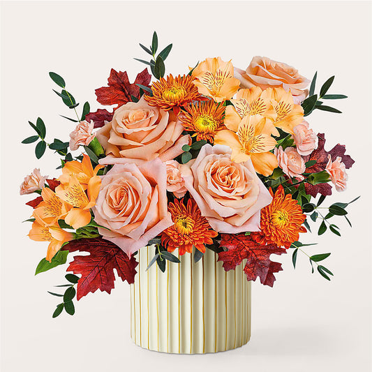 Spiced Latte Bouquet with Ivory Vase – QUASTHOFF'S FLOWERS, River Grove IL