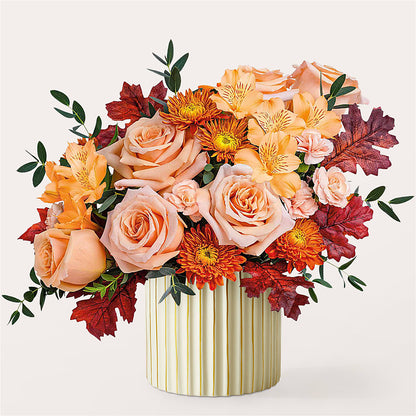 Spiced Latte Bouquet with Ivory Vase – QUASTHOFF'S FLOWERS, River Grove IL