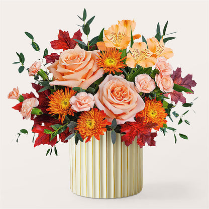 Spiced Latte Bouquet with Ivory Vase – QUASTHOFF'S FLOWERS, River Grove IL